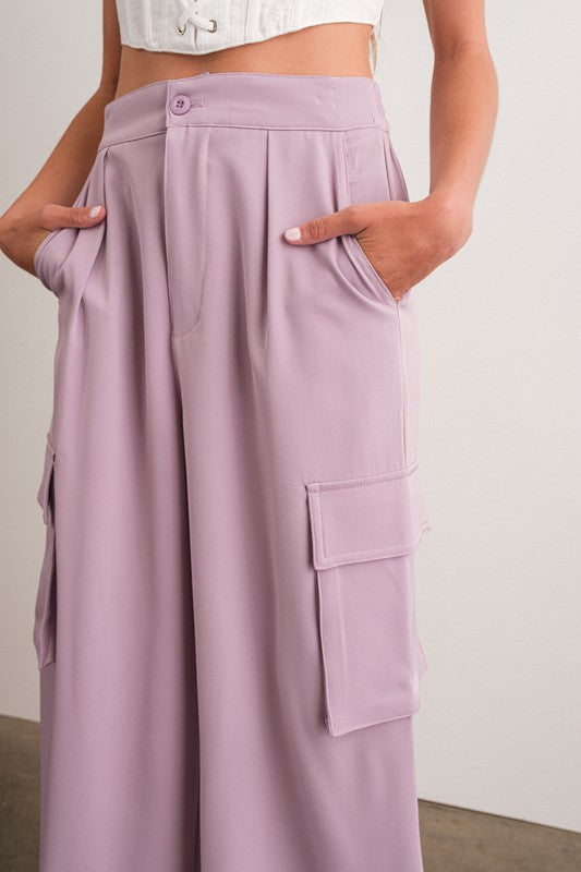 Lavender Ocean Wide Pants with Pockets