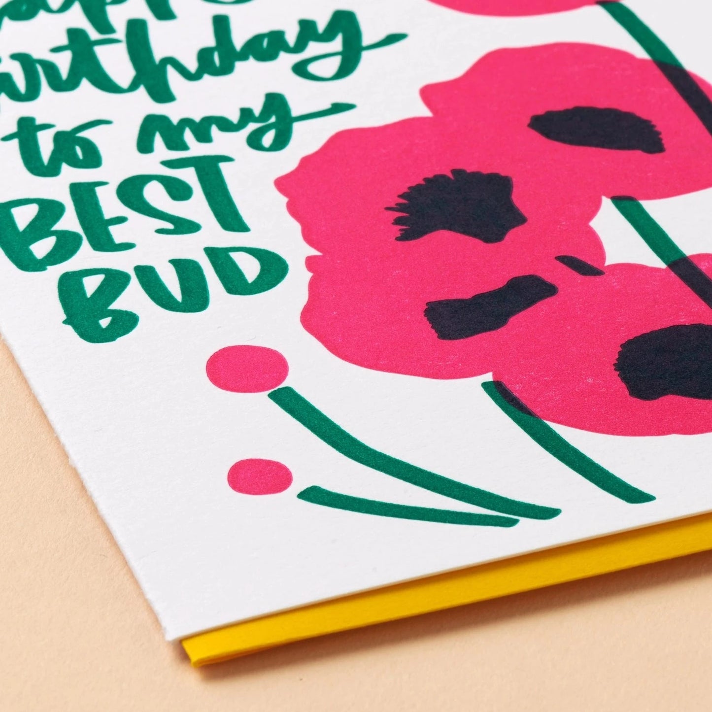 Best Bud Flowers Birthday Letterpress Greeting Card