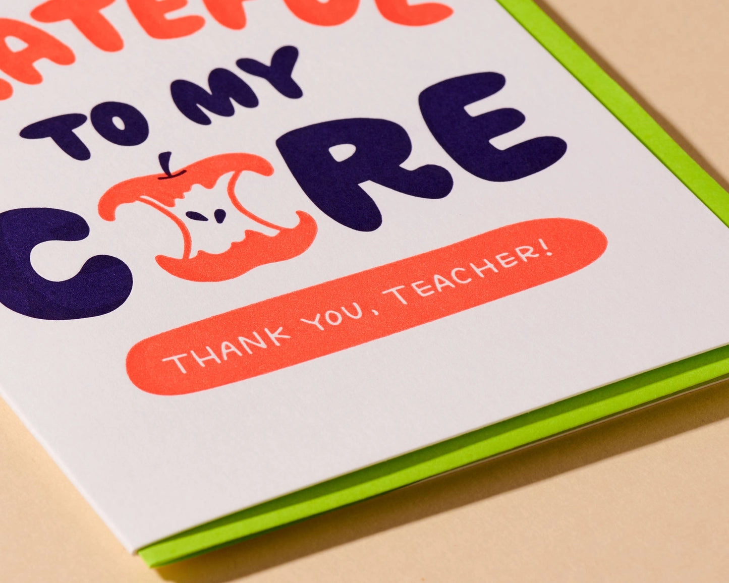 Grateful To My Core Letterpress Teacher Card