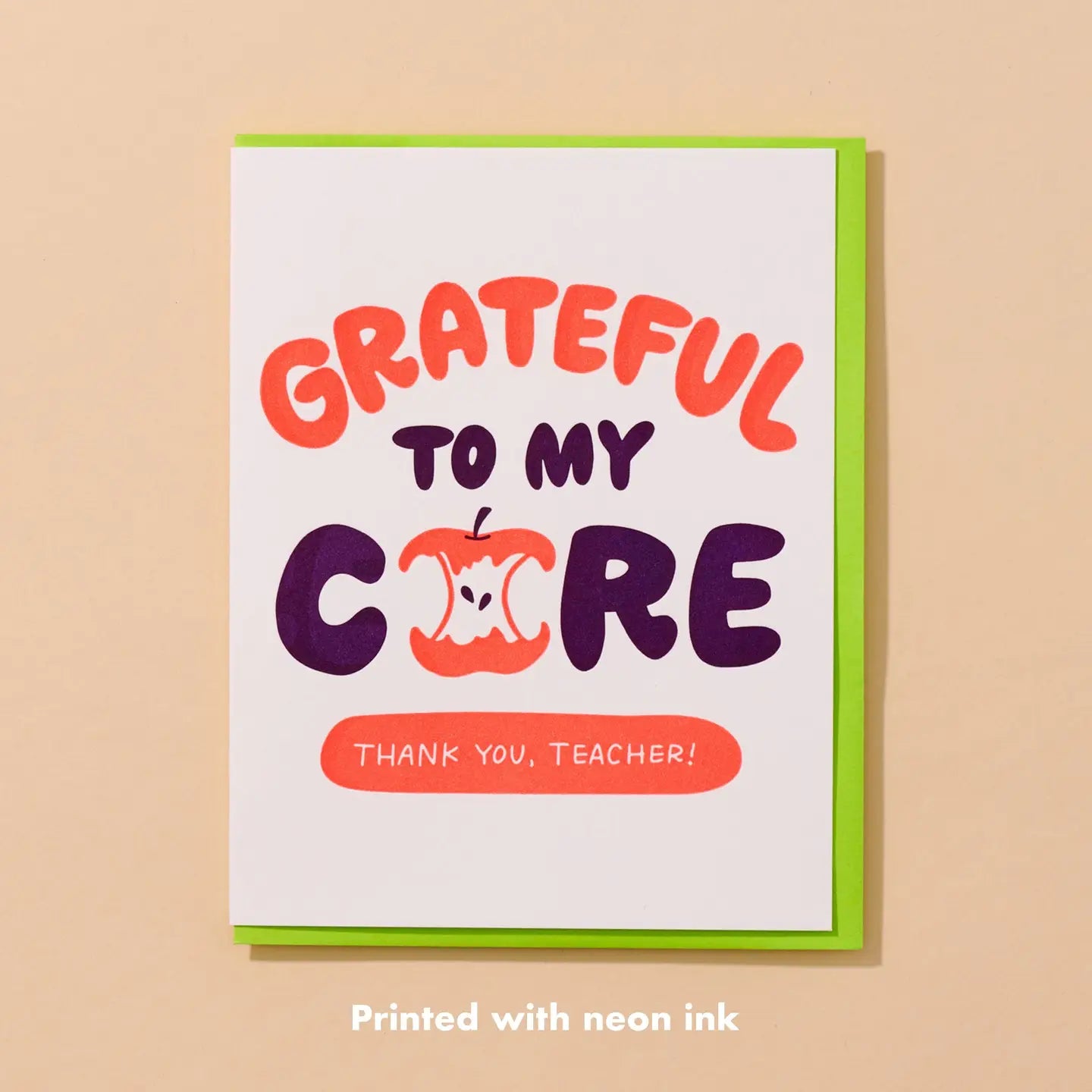 Grateful To My Core Letterpress Teacher Card