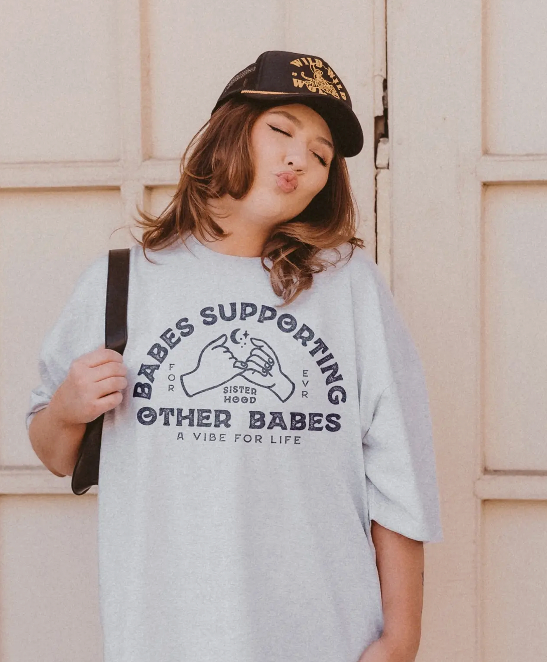 Babes Support Babes Oversized Graphic Tee - Ash Grey