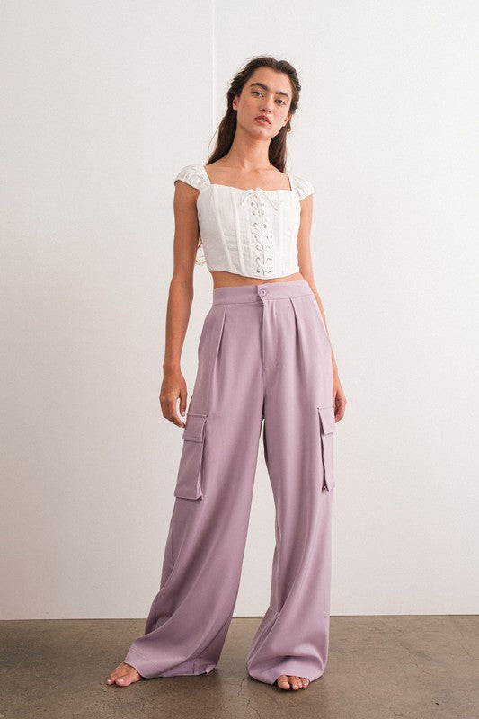 Lavender Ocean Wide Pants with Pockets