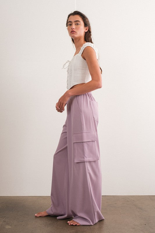 Lavender Ocean Wide Pants with Pockets