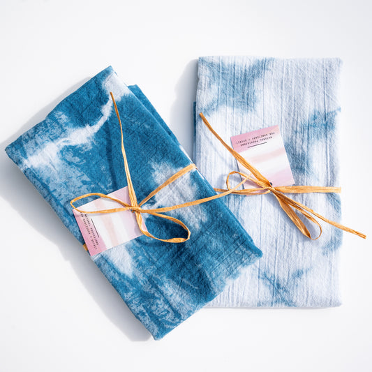 Hand-Dyed Shibori XXL Tea Towel